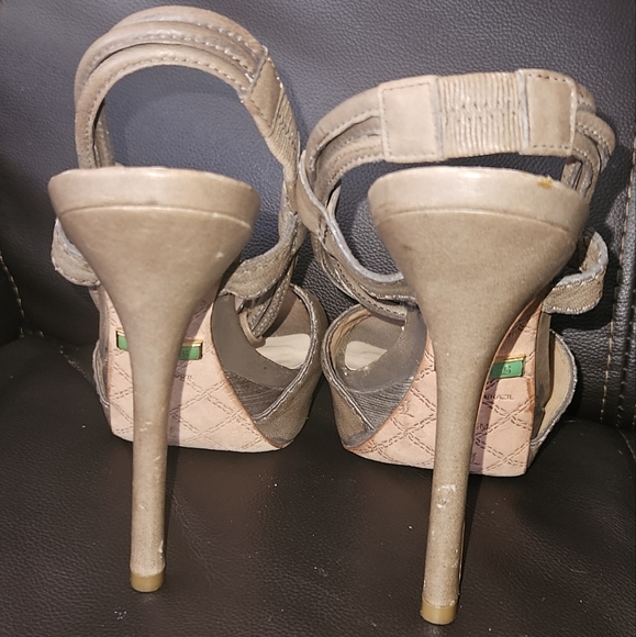 L.A.M.B. Dark Taupe Leather Ultra High Stiletto Heels w. Rosette LAMB size 7.5 - Picture 11 of 16